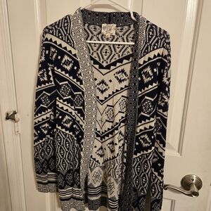 Hippie Rose Navy and White Geometric Cardigan